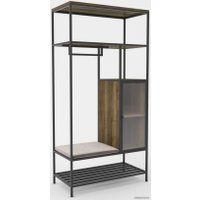 Стеллаж Hype Mebel Босс 100x200 (черный/дуб галифакс олово/велюр серый)