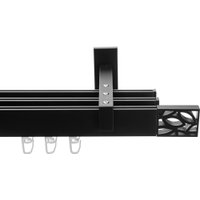 Карниз для штор Sundays Home Флэт Лайн Грид тройной (черный матовый, 2.4м)