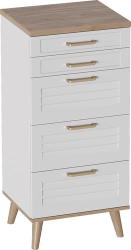 Комод Мебельград Гавана 5ящ 50.2x40.4x109 (дуб светлый натуральный/белый аляска/белый матовый)
