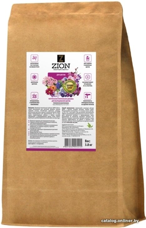 Удобрение Zion для цветов (крафтовый мешок, 3.8 кг)