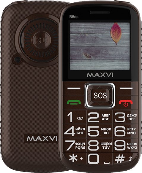 

Телефон Maxvi B5ds (коричневый)