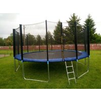 Батут Atlas Sport 490 см - 16ft Pro (с лестницей, внешняя сетка, синий)