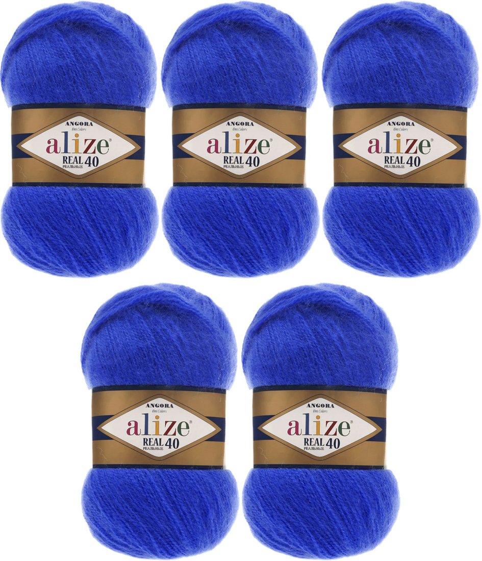 

Набор пряжи для вязания Alize Angora Real 40 141 (480 м, василек, 5 мотков)