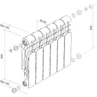 Алюминиевый радиатор Royal Thermo Revolution A 350 - 6 секций