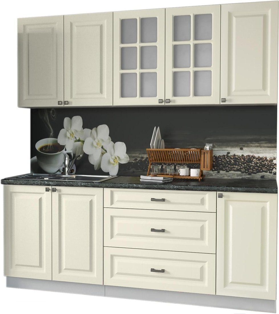 

Готовая кухня Интерлиния Мила Деко 2.0 Б (слоновая кость/кастилло темный)