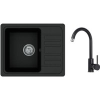 Кухонная мойка Aquasanita Notus SQ102 + Sabia 5523 (черный металлик 601)