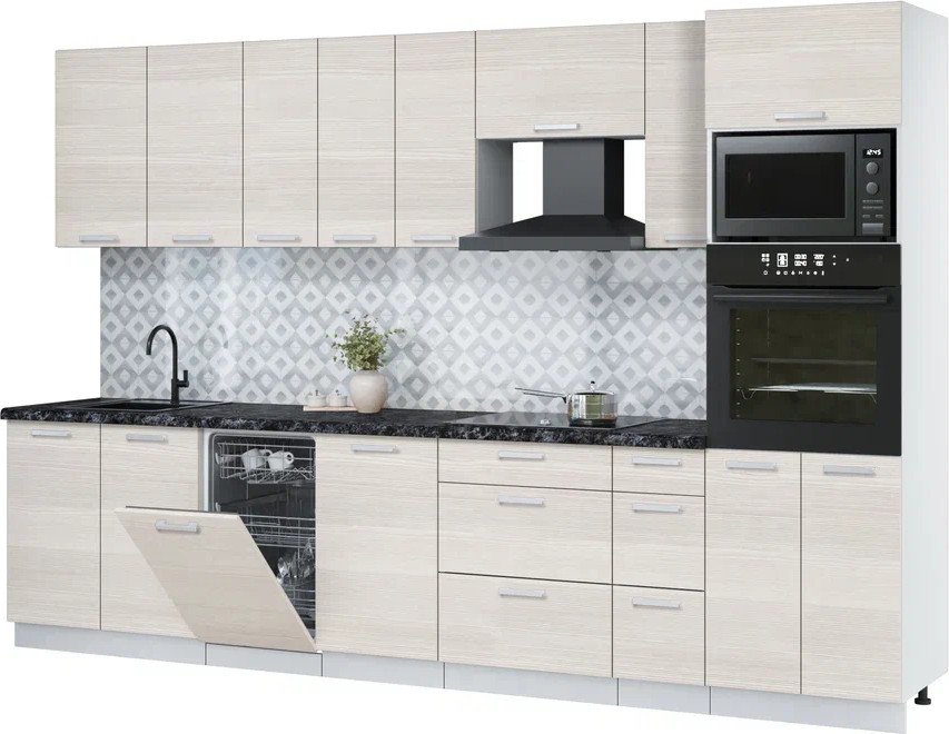 

Готовая кухня Интерлиния Мила Лайт 3.2-ПМ3 (вудлайн кремовый/вудлайн кремовый/кастилло темный)