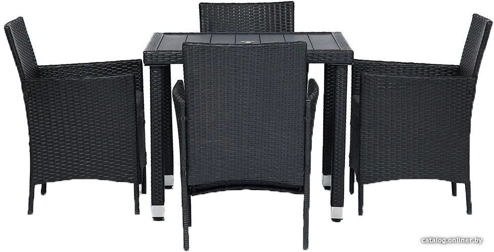Садовая обеденная группа TetChair 210036 (стол+4 стула, черный)