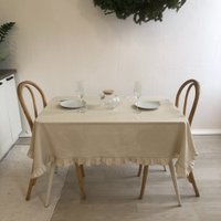 Скатерть ОМурМебель 200x150см прямоугольная с рюшами (серый)