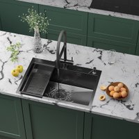 Кухонная мойка Roxen Simple 560220-70B PVD графит (с коландером и дозатором)