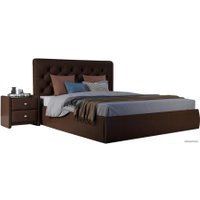 Кровать Sofos Женева тип A с ПМ 160x200 Teos Dark Brown/пуговицы