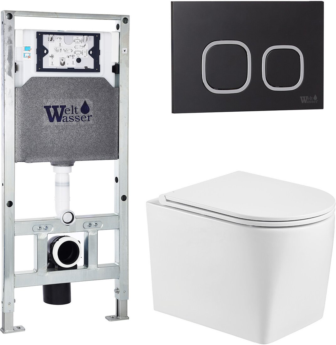 Унитаз подвесной WeltWasser Amberg 506 ST + Nesenbach 004 GL-WT + Amberg RD-BL