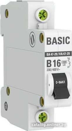 Выключатель автоматический EKF Basic 1P 16А (B) 4.5кА ВА 47-29 mcb4729-1-16-B