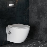 Унитаз подвесной Roxen Antares Bidet в комплекте с инсталляцией StounFix Dual Fresh 6 в 1 963184 (кнопка: черное стекло)