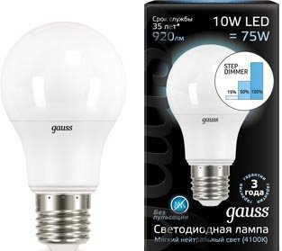

Светодиодная лампочка Gauss E27 10 Вт 4100 K [102502210-S]
