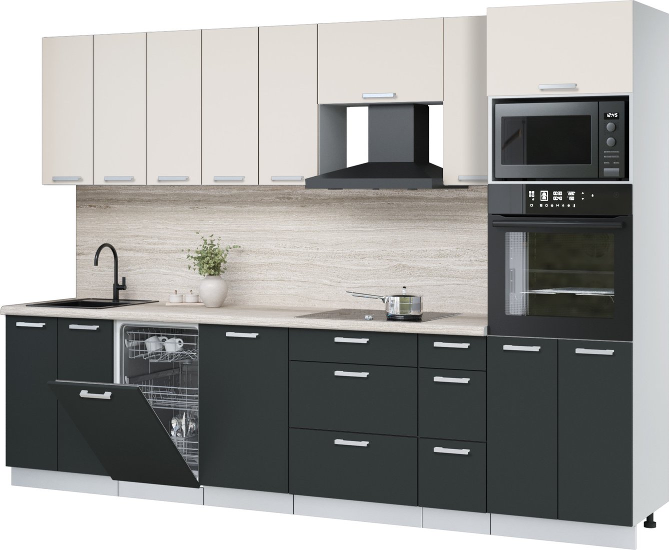 

Готовая кухня Интерлиния Мила Лайт 3.0-ПМ3 (персидский жемчуг/антрацит/травертин серый)