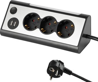 Удлинитель Electraline 62512 (1.5 м, серебристый/черный)