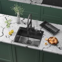 Кухонная мойка Roxen Simple 560220-55B PVD графит (с коландером и дозатором)