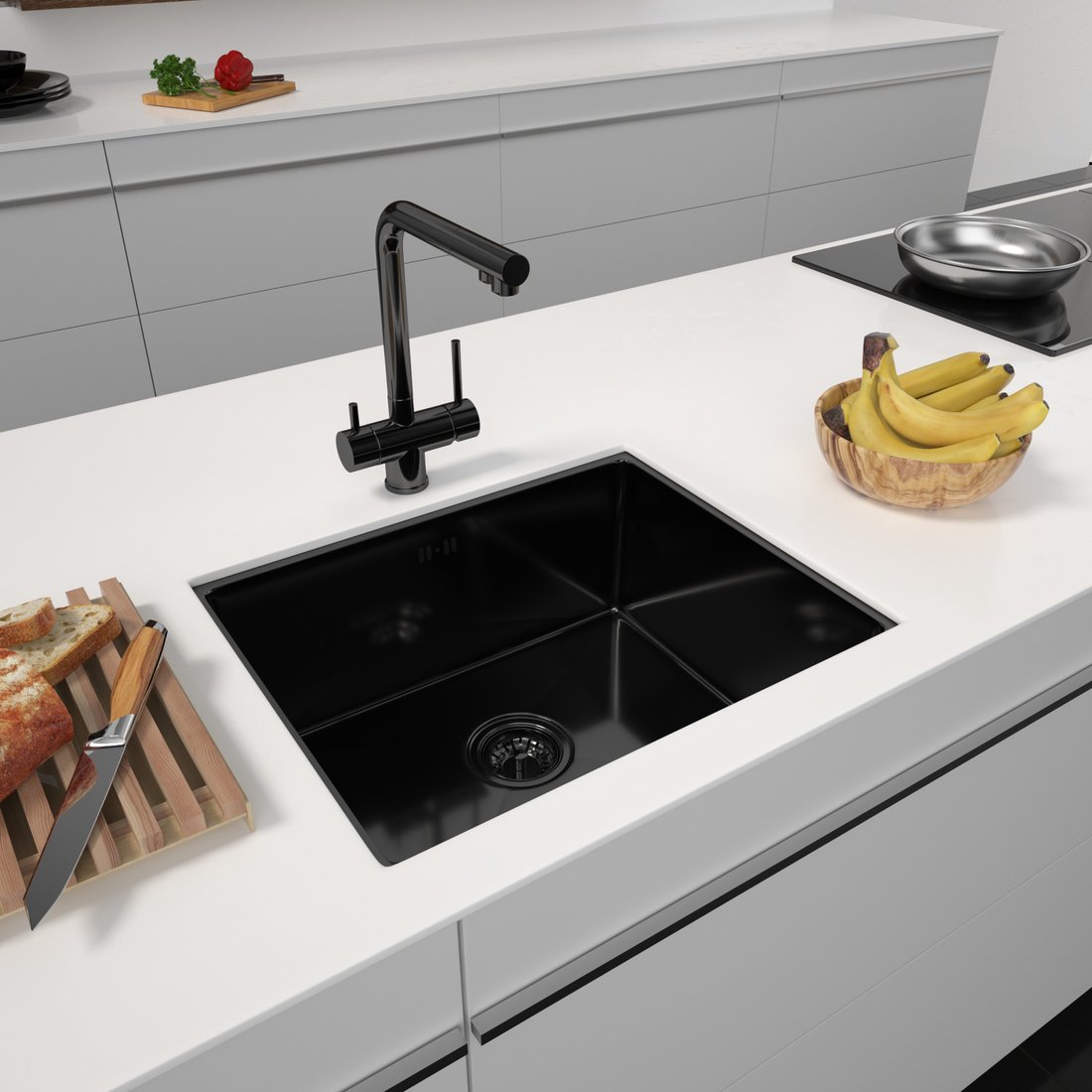 Кухонная мойка ARFEKA ECO AR 550*450 BLACK PVD NANO