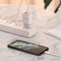 Сетевое зарядное Borofone BA53A USB Type-C (белый)