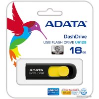 USB Flash ADATA DashDrive UV128 16GB (черный/желтый)