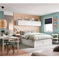 Кровать Ikea Бримнэс 200x180 (белый, леирсунд) 393.986.12