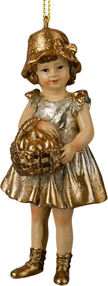 Елочная игрушка Erich Krause Decor. Девочка с корзинкой золотая 64498