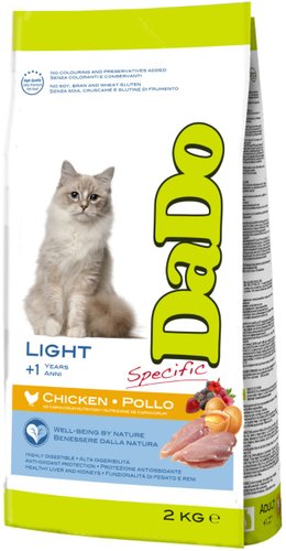 Сухой корм для кошек Dado Light с избыточным весом c курицей 2 кг