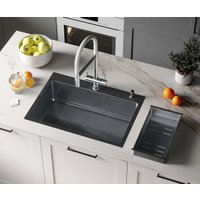 Кухонная мойка Roxen Simple 560220-70B PVD графит (с коландером и дозатором)