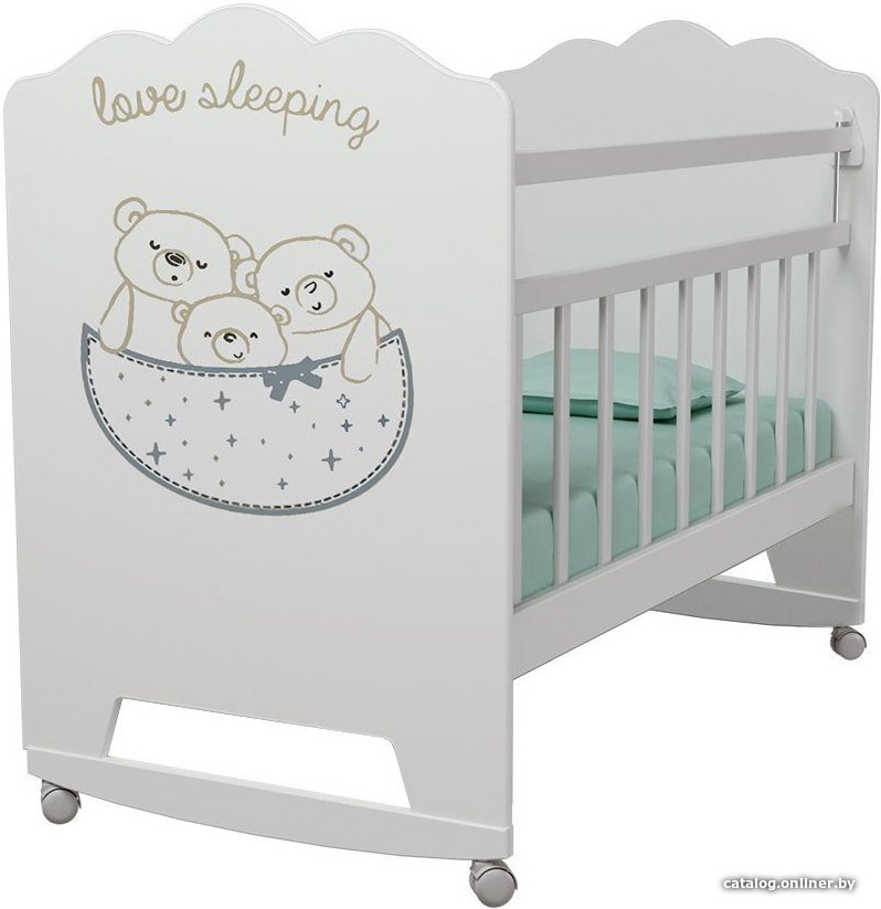 Классическая детская кроватка VDK Love Sleeping колесо-качалка (белый)