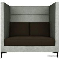 Диван Brioli Дирк двухместный (рогожка, J20-J5 (серый, коричневые вставки)