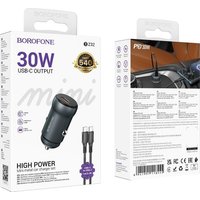 Автомобильное зарядное Borofone BZ32 USB Type-C (серый)