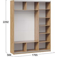 Шкаф-купе Трия Оскар Хилтон Т2 1800 271090 (ручка черная/дуб крафт золотой/графит матовый)