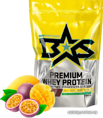 Протеин сывороточный (изолят) Binasport Premium Whey Protein (750г, манго/маракуйя)