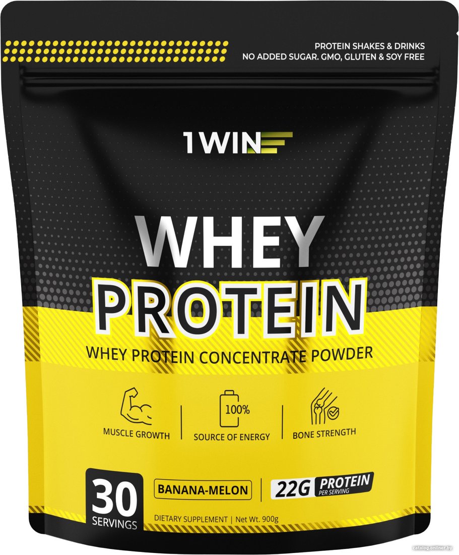 Протеин сывороточный (концентрат) 1WIN Whey Protein (банан/дыня, 900г)
