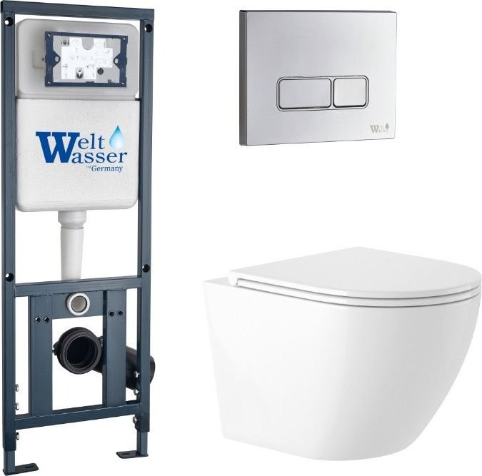 

Унитаз подвесной Saniteco KW-9003W Rimles + WeltWasser Marberg 410 + Marberg 410 SE CR