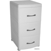 Комод ВиолетПласт Ротанг 3 секции (белый) в Борисове
