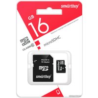 Карта памяти SmartBuy microSDHC SB16GBSDCL10-01LE 16GB (с адаптером)