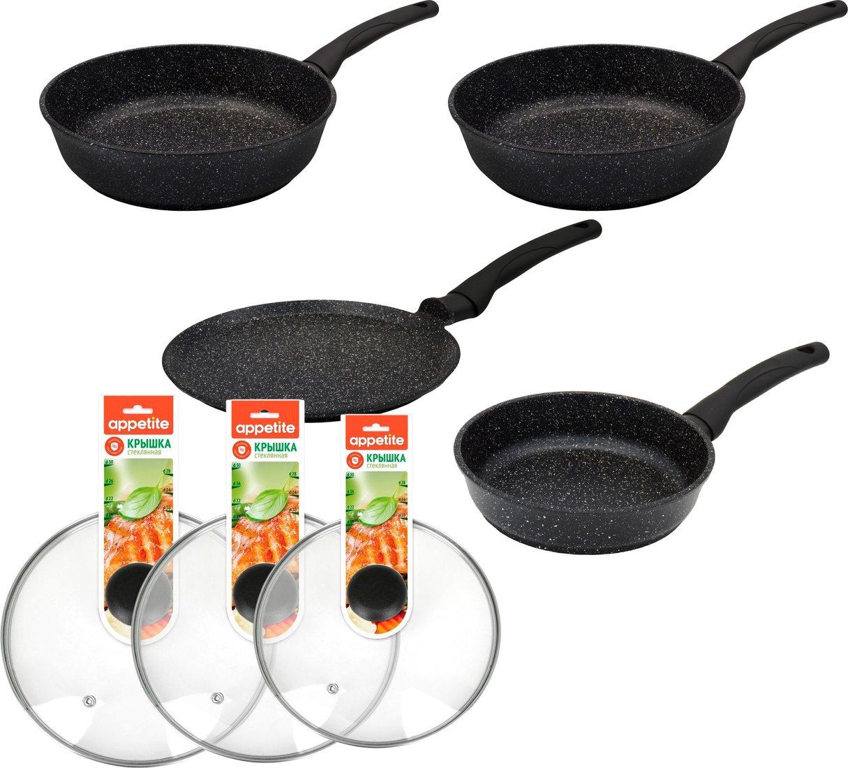 

Набор сковород Виктория Гранит (4шт)