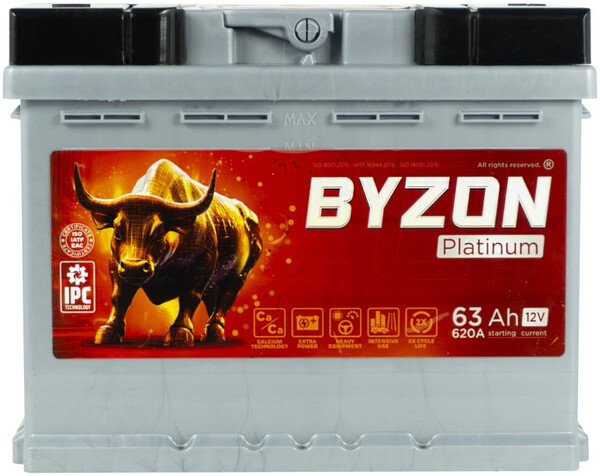 

Автомобильный аккумулятор BYZON Platinum R+ (63 А·ч)