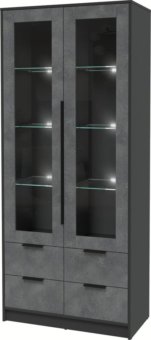 

Шкаф-витрина Интерлиния Концепт КТ-ШВ2 с подсветкой (бетон портленд/антрацит)