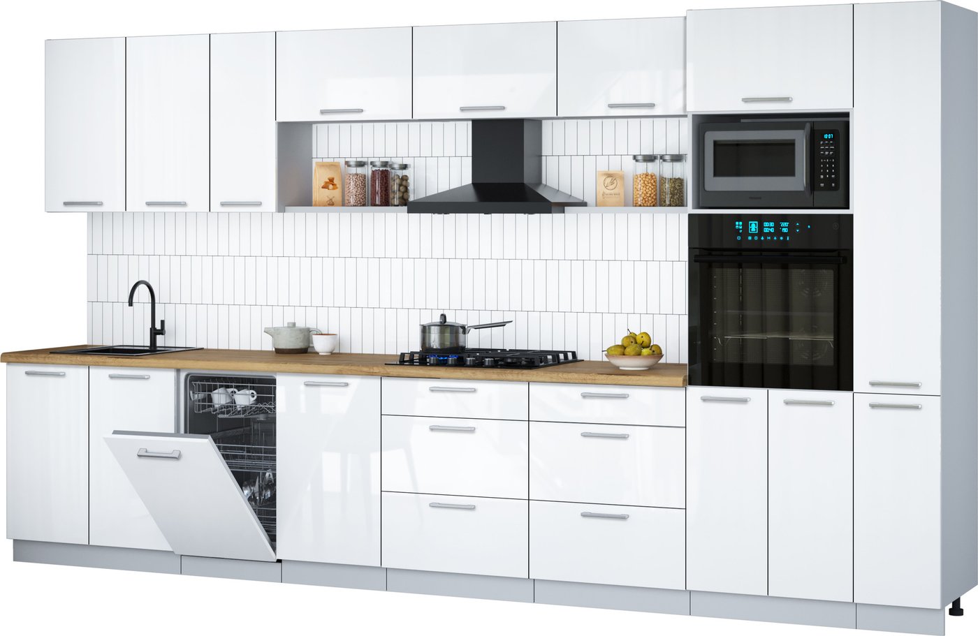 

Готовая кухня Интерлиния Мила Gloss 3.8-ПМ3 (белый глянец/белый глянец/дуб бунратти)