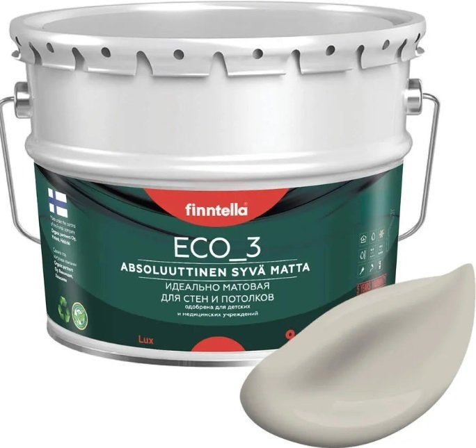 

Краска Finntella Eco 3 Wash and Clean Sansa F-08-1-9-LG231 9 л (серо-бежевый)