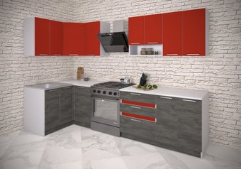 Готовая кухня ИволандТрейд Красная 220 см угловая