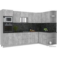 Готовая кухня Интерлиния Мила Лайт 1.68x3.0 правая (бетон/бетон/кастилло темный)