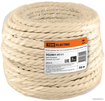 Кабель силовой TDM Electric SQ2801-0111 2х1,5 (витой бежевый)