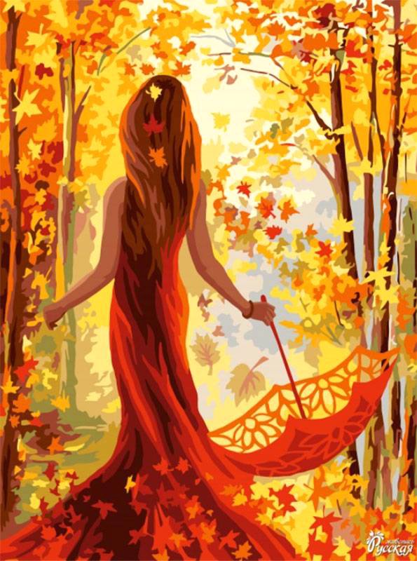 Картина по номерам Русская живопись Принцесса-осень J035
