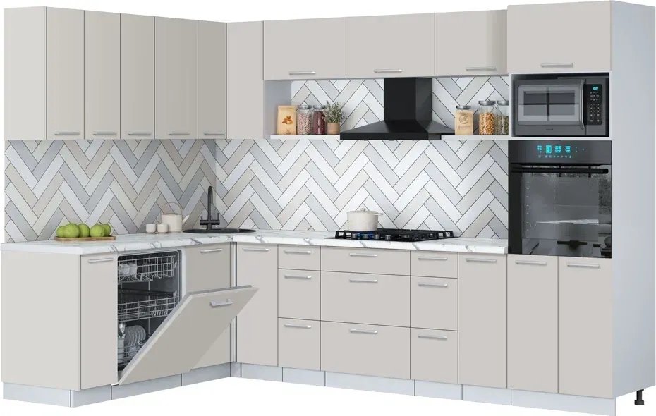 

Готовая кухня Интерлиния Мила Gloss 1.896х2.98-2 (кашемир/кашемир/белый гранит)