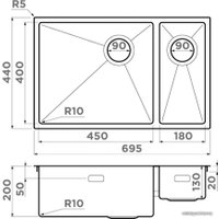 Кухонная мойка Omoikiri Taki 69-2-U/IF-GB-L Side (графит)