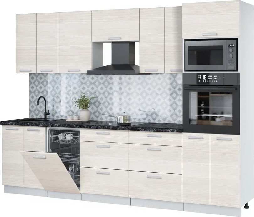 

Готовая кухня Интерлиния Мила Лайт 2.85-ПМ3 (вудлайн кремовый/вудлайн кремовый/кастилло темный)